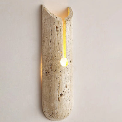 Japanese Travertine Elliptical 1-Light Wall Sconce Lamp