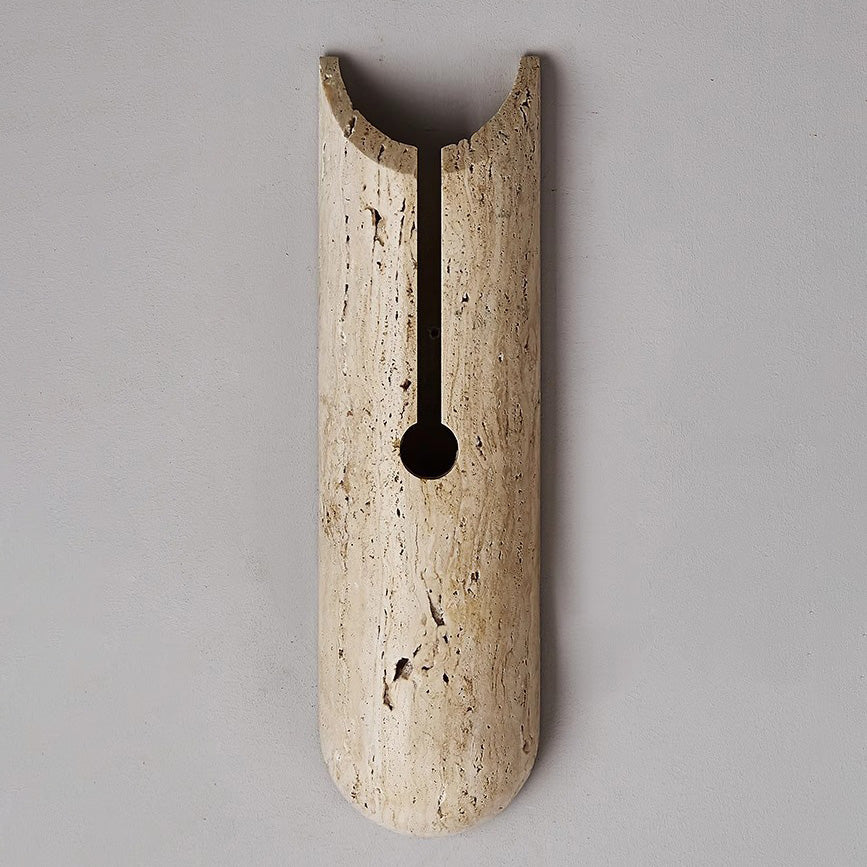 Japanese Travertine Elliptical 1-Light Wall Sconce Lamp