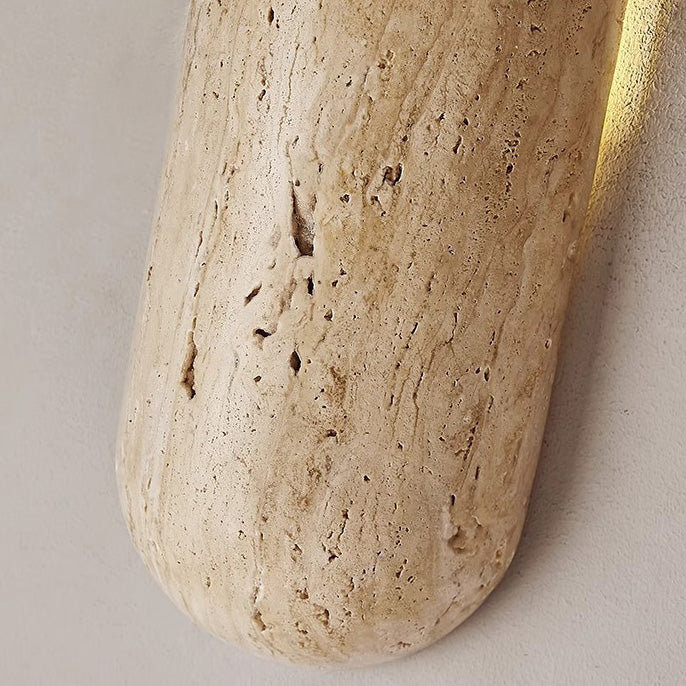 Japanese Travertine Elliptical 1-Light Wall Sconce Lamp