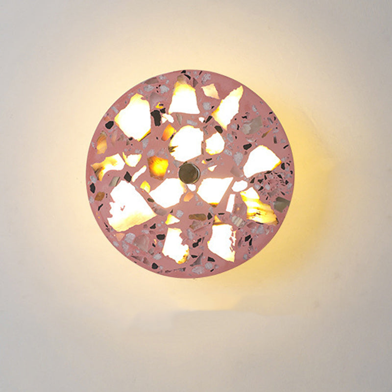 Scandinavian Metal Terrazzo Round LED Wall Sconce Lamp