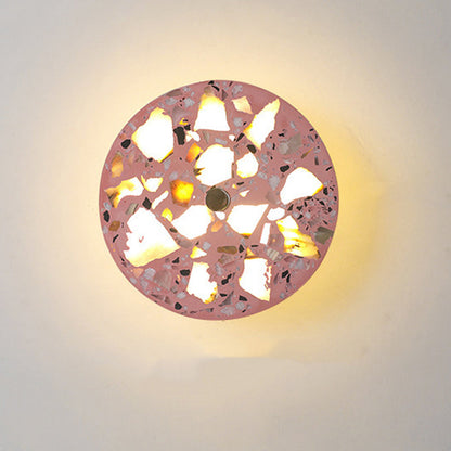 Scandinavian Metal Terrazzo Round LED Wall Sconce Lamp