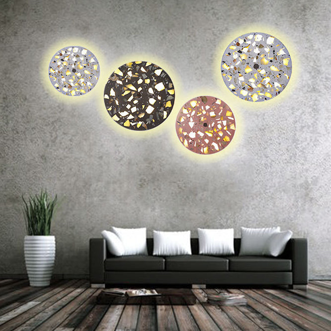 Scandinavian Metal Terrazzo Round LED Wall Sconce Lamp