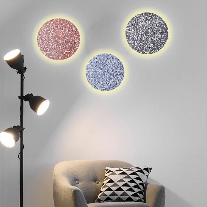Scandinavian Metal Terrazzo Round LED Wall Sconce Lamp