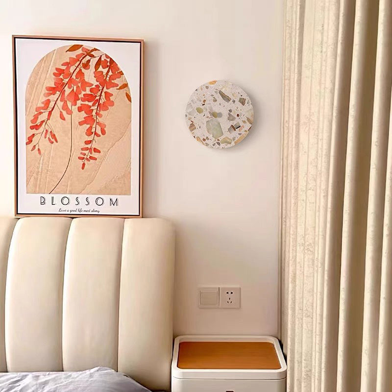 Scandinavian Metal Terrazzo Round LED Wall Sconce Lamp