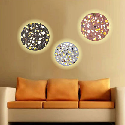 Scandinavian Metal Terrazzo Round LED Wall Sconce Lamp