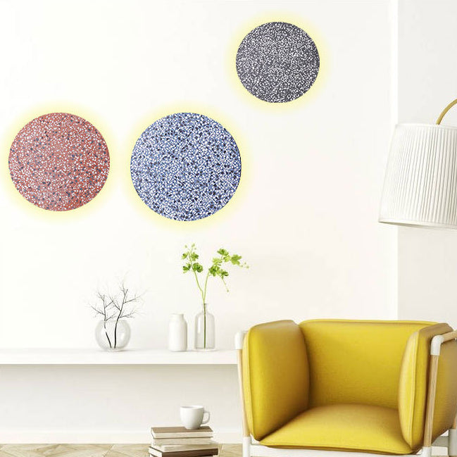 Scandinavian Metal Terrazzo Round LED Wall Sconce Lamp