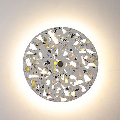 Scandinavian Metal Terrazzo Round LED Wall Sconce Lamp