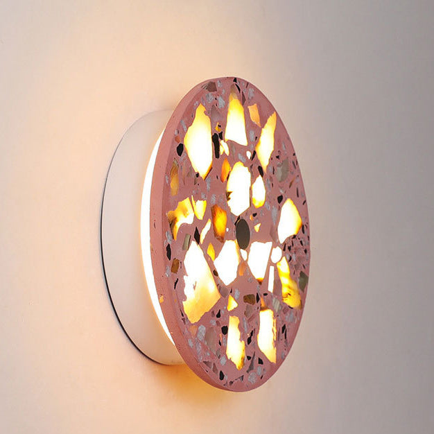Scandinavian Metal Terrazzo Round LED Wall Sconce Lamp