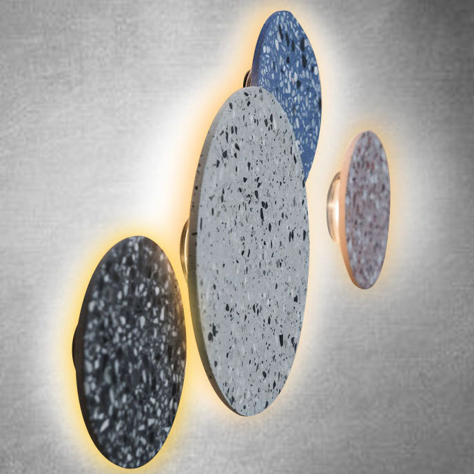 Scandinavian Metal Terrazzo Round LED Wall Sconce Lamp