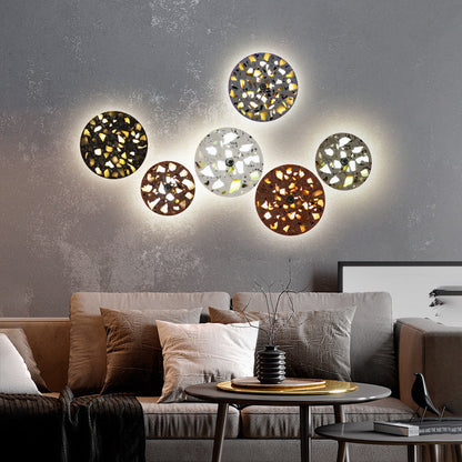 Scandinavian Metal Terrazzo Round LED Wall Sconce Lamp