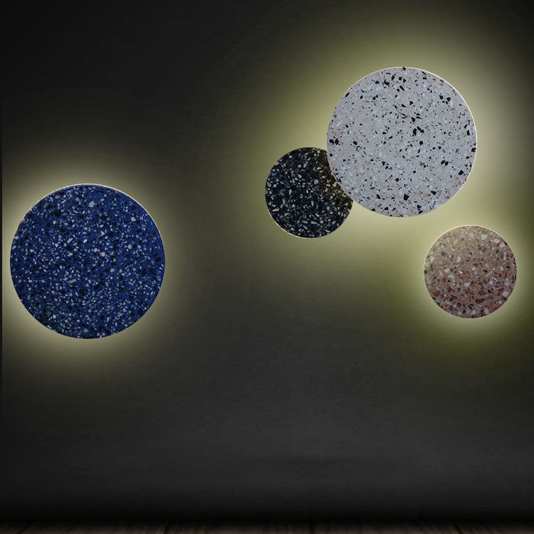 Scandinavian Metal Terrazzo Round LED Wall Sconce Lamp