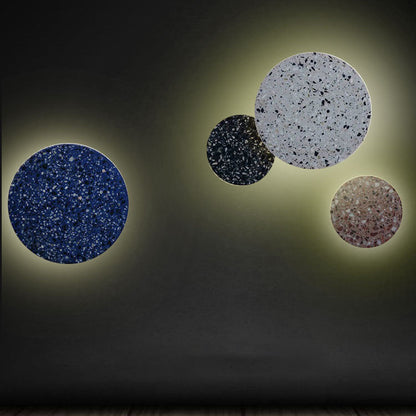 Scandinavian Metal Terrazzo Round LED Wall Sconce Lamp