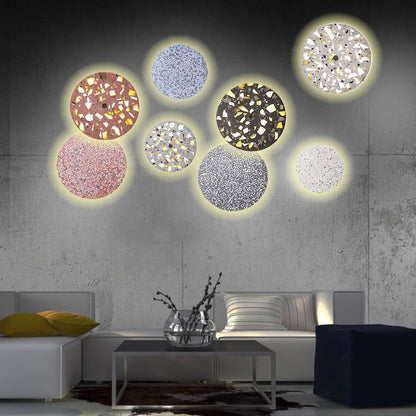 Scandinavian Metal Terrazzo Round LED Wall Sconce Lamp