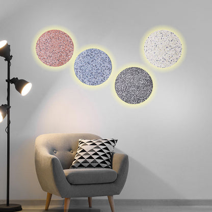 Scandinavian Metal Terrazzo Round LED Wall Sconce Lamp