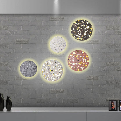 Scandinavian Metal Terrazzo Round LED Wall Sconce Lamp