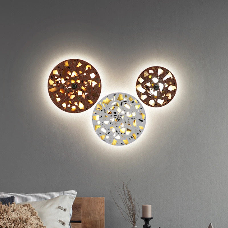 Scandinavian Metal Terrazzo Round LED Wall Sconce Lamp
