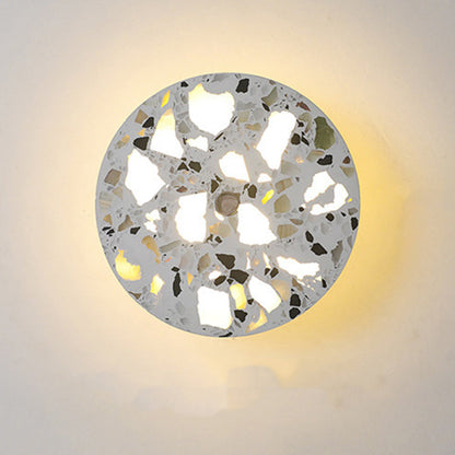 Scandinavian Metal Terrazzo Round LED Wall Sconce Lamp