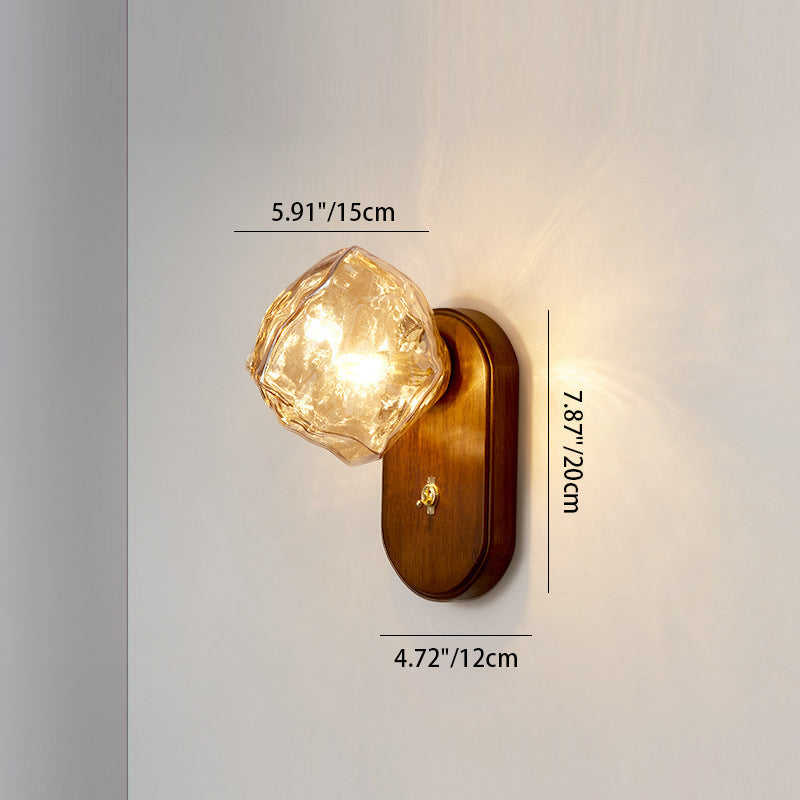 Solid Glass Ice Cube Elliptical 1-Light Wall Sconce Lamp