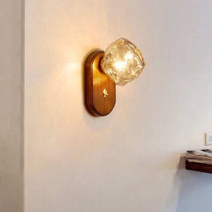 Solid Glass Ice Cube Elliptical 1-Light Wall Sconce Lamp