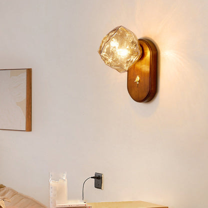 Solid Glass Ice Cube Elliptical 1-Light Wall Sconce Lamp