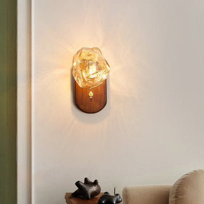 Solid Glass Ice Cube Elliptical 1-Light Wall Sconce Lamp