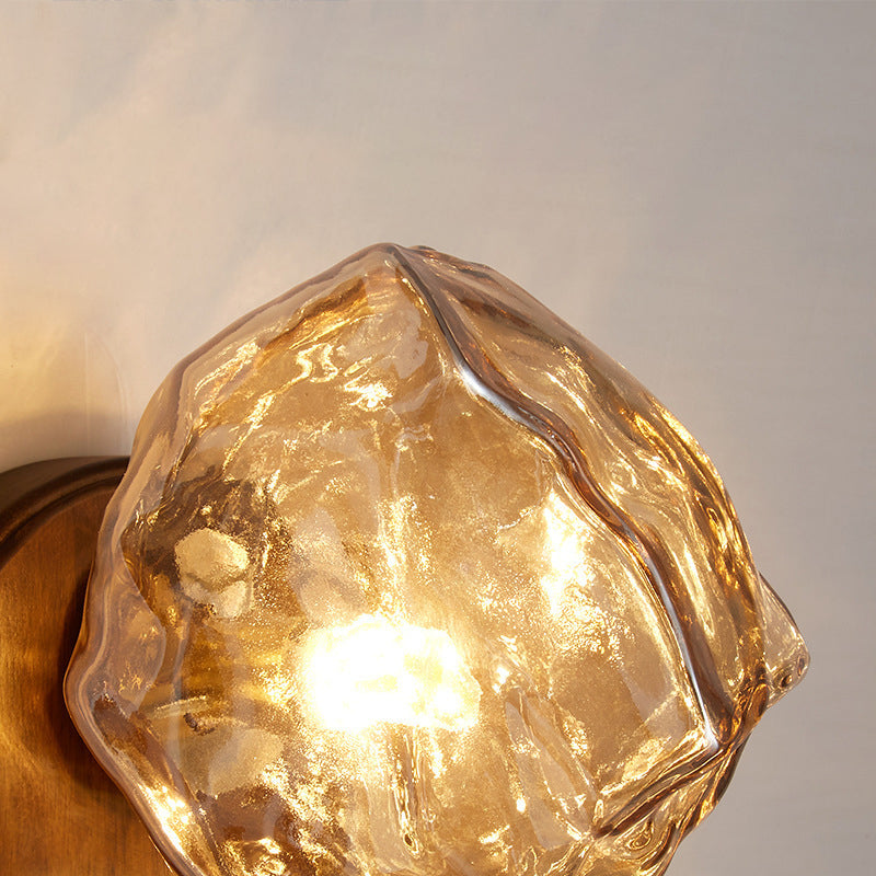 Solid Glass Ice Cube Elliptical 1-Light Wall Sconce Lamp