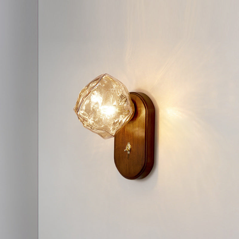 Solid Glass Ice Cube Elliptical 1-Light Wall Sconce Lamp