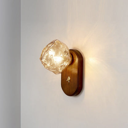 Solid Glass Ice Cube Elliptical 1-Light Wall Sconce Lamp