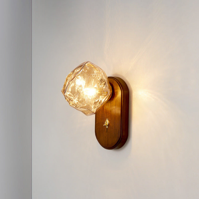 Solid Glass Ice Cube Elliptical 1-Light Wall Sconce Lamp