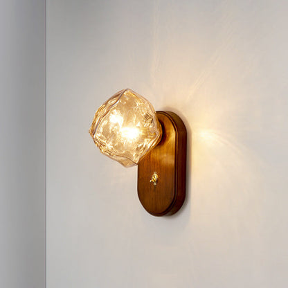 Solid Glass Ice Cube Elliptical 1-Light Wall Sconce Lamp