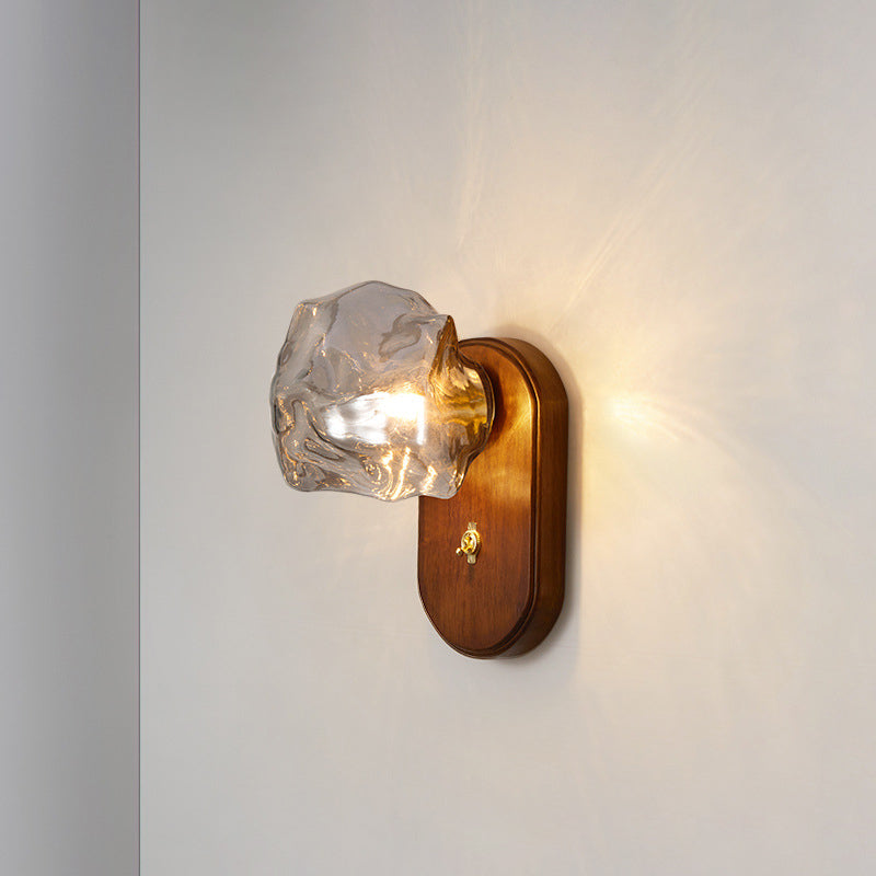 Solid Glass Ice Cube Elliptical 1-Light Wall Sconce Lamp