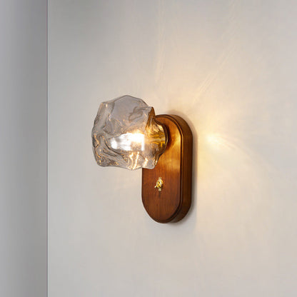 Solid Glass Ice Cube Elliptical 1-Light Wall Sconce Lamp