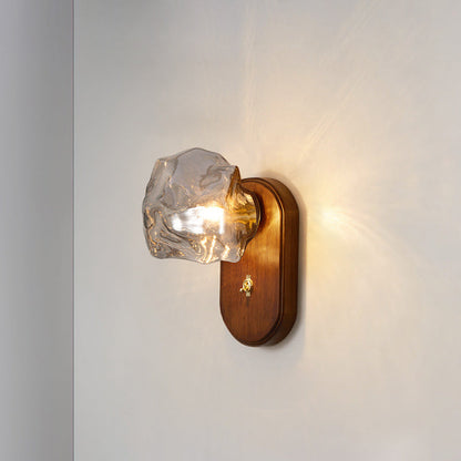 Solid Glass Ice Cube Elliptical 1-Light Wall Sconce Lamp