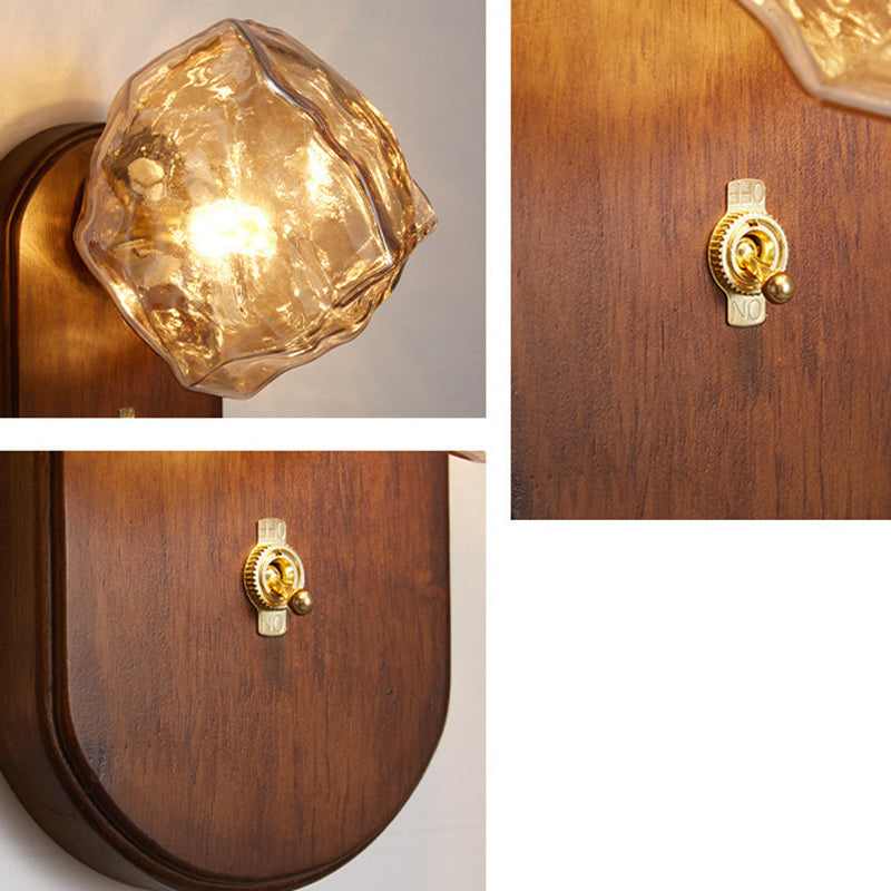 Solid Glass Ice Cube Elliptical 1-Light Wall Sconce Lamp