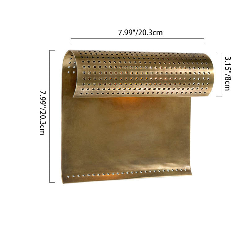 Copper Rectangular Rolled Edge 1-Light Wall Sconce Lamp
