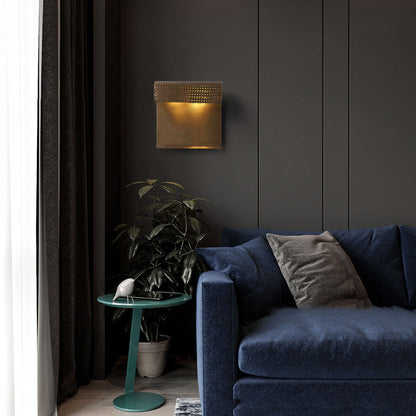 Copper Rectangular Rolled Edge 1-Light Wall Sconce Lamp
