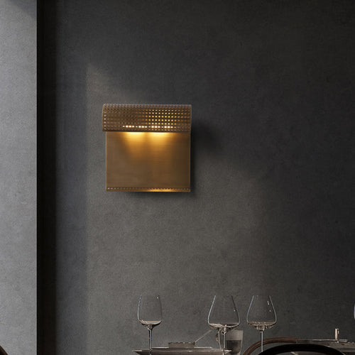 Copper Rectangular Rolled Edge 1-Light Wall Sconce Lamp