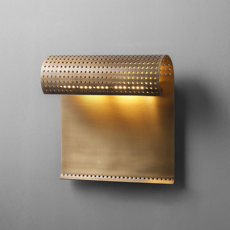 Copper Rectangular Rolled Edge 1-Light Wall Sconce Lamp