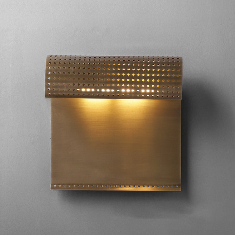 Copper Rectangular Rolled Edge 1-Light Wall Sconce Lamp