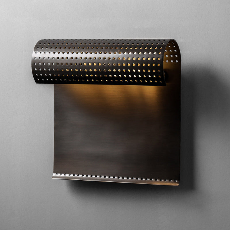 Copper Rectangular Rolled Edge 1-Light Wall Sconce Lamp