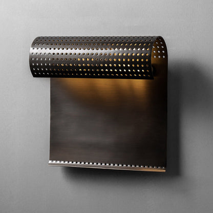 Copper Rectangular Rolled Edge 1-Light Wall Sconce Lamp