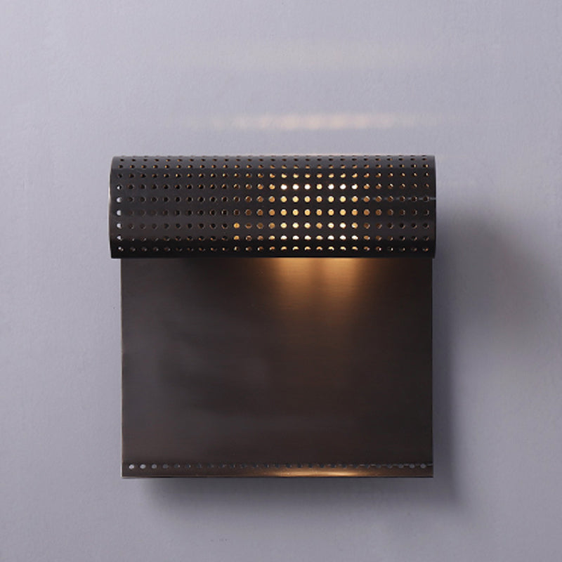 Copper Rectangular Rolled Edge 1-Light Wall Sconce Lamp
