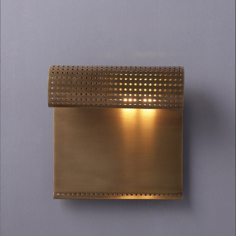 Copper Rectangular Rolled Edge 1-Light Wall Sconce Lamp