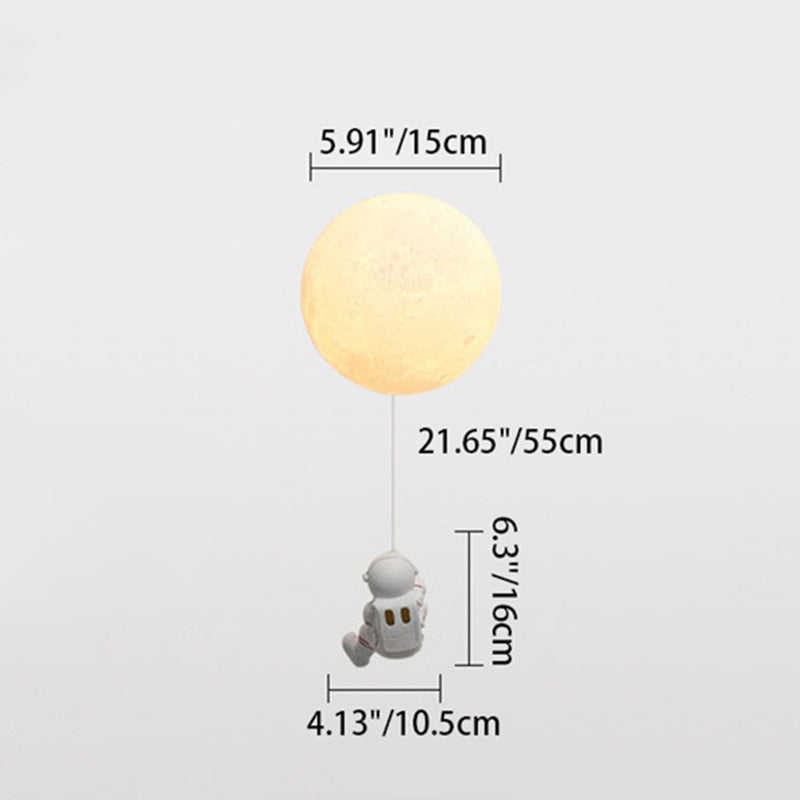 Kids Ball Astronaut Lunar Planet 1-Light Wall Sconce Lamp
