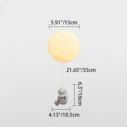 Kids Ball Astronaut Lunar Planet 1-Light Wall Sconce Lamp