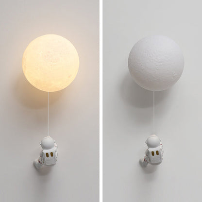 Kids Ball Astronaut Lunar Planet 1-Light Wall Sconce Lamp