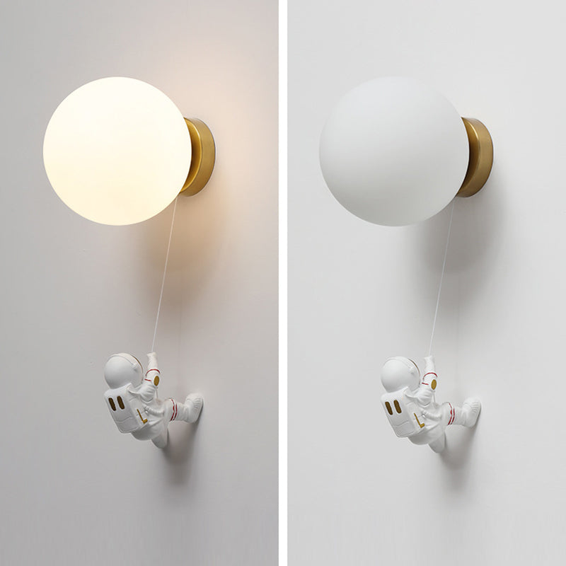 Kids Ball Astronaut Lunar Planet 1-Light Wall Sconce Lamp