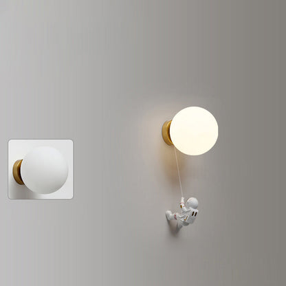 Kids Ball Astronaut Lunar Planet 1-Light Wall Sconce Lamp