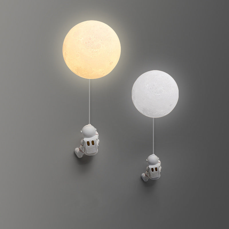 Kids Ball Astronaut Lunar Planet 1-Light Wall Sconce Lamp