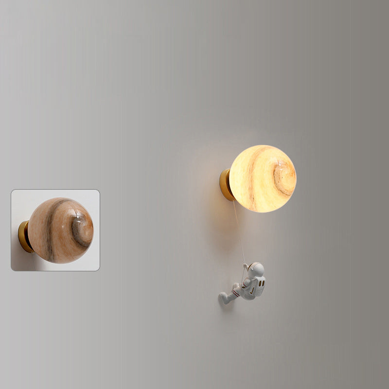 Kids Ball Astronaut Lunar Planet 1-Light Wall Sconce Lamp